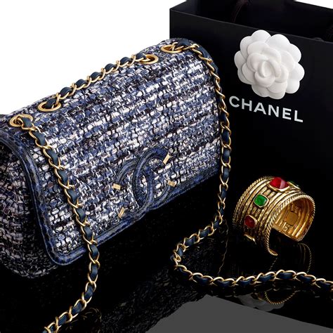 chanel tweed blue bag|chanel tweed medium bag.